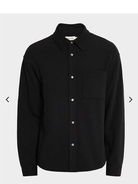 Frame Denim Men's Black Button-Up waffle Long Sleeve Shirt